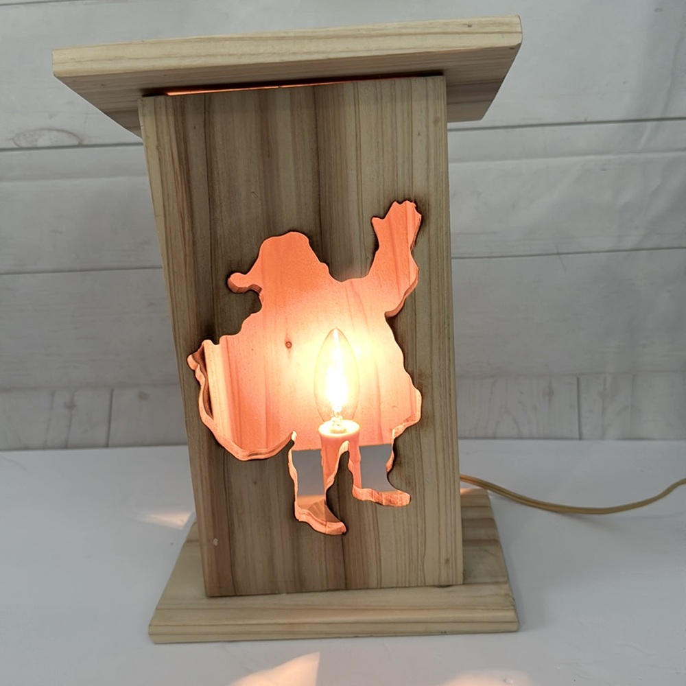 Handmade Wooden Santa Outhouse Light Rustic Farmhouse lighted Display